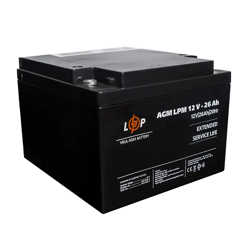 Аккумулятор AGM LPM 12V-26 Ah под болт М5 - фото 4