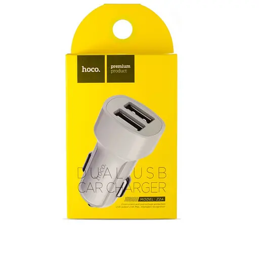 Автомобільний зарядний пристрій Hoco Z2A two-port car charger 2USB 2.4A Білий - фото 2