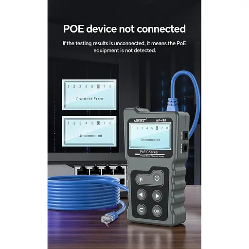 Кабельний тестер Noyafa NF-488 багатофункціональний функція PoE Ping для RJ45 DC (18887) - фото 6