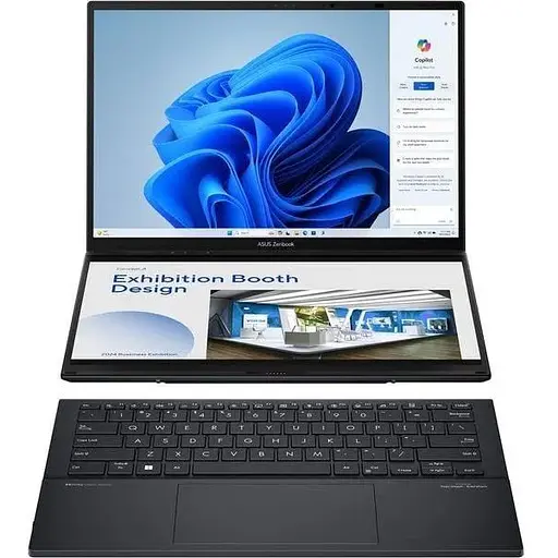Ноутбук Asus ZenBook Duo OLED UX8406CA, (ASUX8406CA-QL118X), (процесор Intel Core Ultra 7 255H (24 МБ кешу, до 5,10 ГГц), 14-дюймовий сенсорний екран FHD+ 120 Гц, 3 твердотільний накопичувач 1 ТБ, відеокарта Intel® Arc™