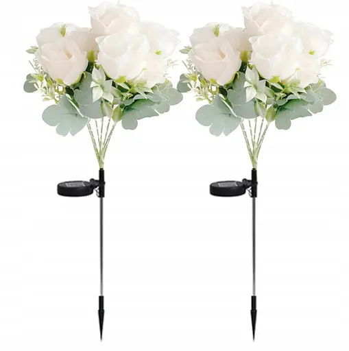 Світильники Sun Lamp садові на сонячній батареї квіти троянди білі 2 шт - фото 2