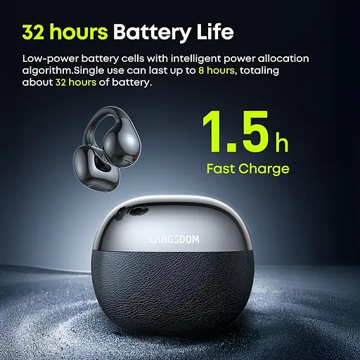 Кісткові бездротові навушники Langsdom TS30 з шумоподавленням та вологозахистом чорний - фото 7