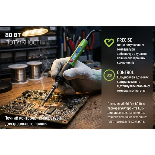 Паяльник електричний Alloid Building Tools  з терморегулятором та LCD дисплеєм 80 Вт (ES-9380) - фото 8