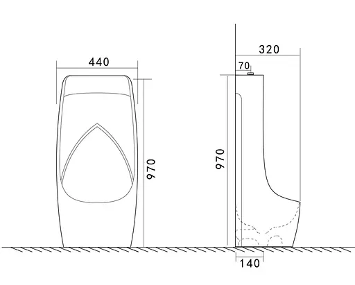 Напольный писсуар Mixxus Premium Bevel-0902 440x320x970 мм с краном для писсуара MP6666, Белый - фото 3