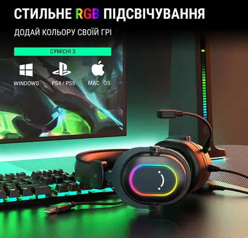 Игровые наушники с микрофоном Fifine H-6B RGB USB 7.1 Black - фото 7