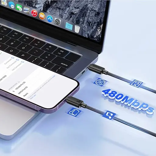 Кабель Usams US-SJ692 30W Striped Data Cable Type-C To Lightning-KY Series 1 м чорний - фото 3