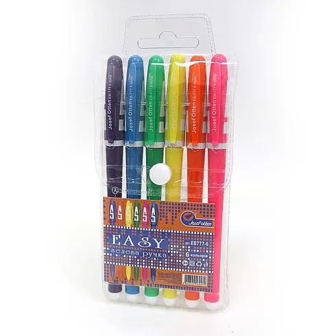 Набор гелевих ручок 6 шт EB777-6 J.Otten t Кольоровий корпус (4823322169479) - фото 1