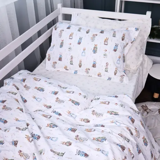Наволочка MirSon Poplin Line Kids 03 Animals 60х60 см бежева (2200009712999) - фото 4