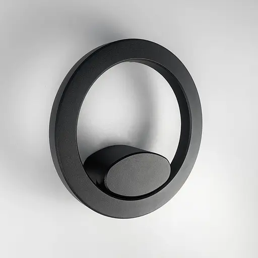 Фасадний чорний світильник круглої форми | Line F | Арт. 9008 - фото 1