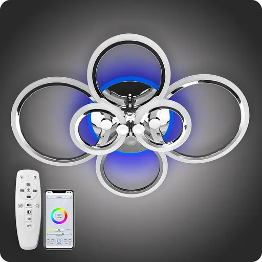 Люстра світлодіодна 517 Dlight 3color з пультом 105Вт Хром (01987) - фото 2