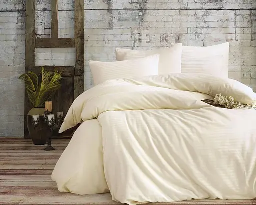 Постільна білизна Charlotte Cream Сатин-Stripe / простирадло на резинці 180x200см Cotton Shine pbe0052113 - фото 1