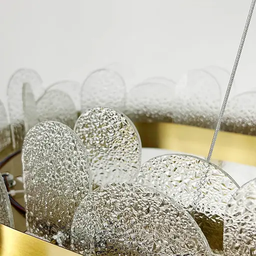 Подвесная удлиненная люстра со стеклянными фактурными пластинами 80х30 см Ст. AS129L-800 AB+WT | Line F - фото 5