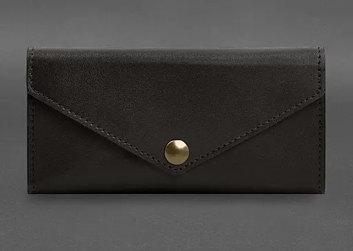 Кожаный клатч (портмоне) на кнопке 5.0 Темно-коричневый краст - фото 1