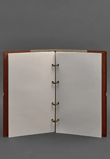 Шкіряний блокнот А4 на кільцях (Софт-бук) 9.0 в м'якій обкладинці світло-коричневий Краст - фото 4