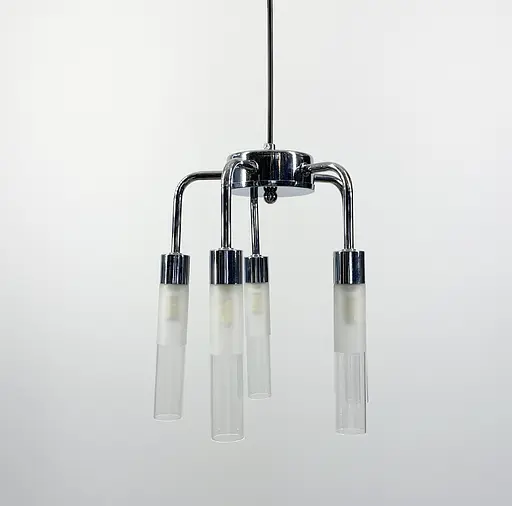 Унікальна люстра в хромі з видовженими матовими плафонами Line.F AA 408/5 CR - фото 4