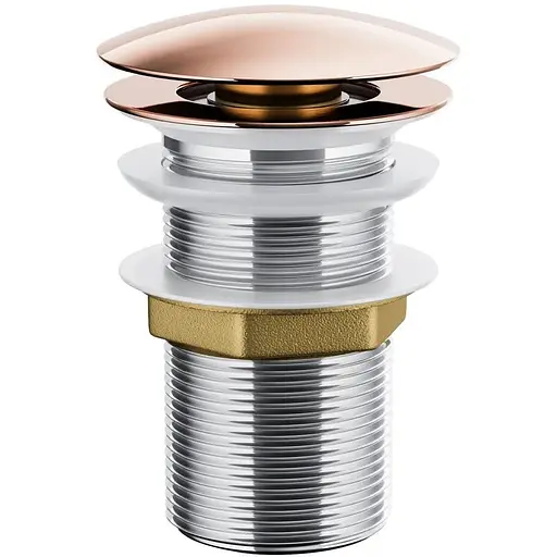 Донний клапан для умивальника Corsan click-clack rose gold без переливу рожеве золото MUKK ROŻOWE ZŁOTO, Теплий захід - фото 1