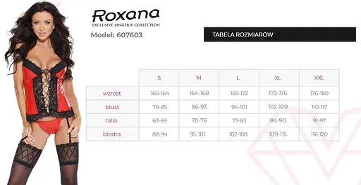 Сексуальний комплект Roxana 6077 L червоний з чорним - фото 4