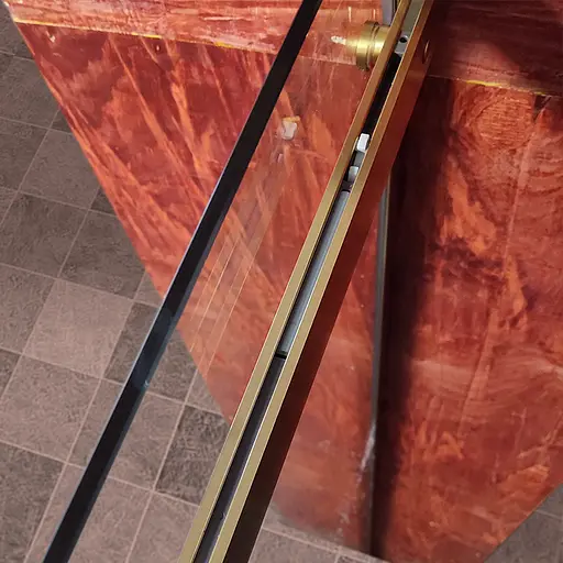 Дверь в нишу Koer SR SD01-120x200-TR-12 прозрачное стекло Easy Clean 8 мм, матовое золото KR5377, универсальная, прозрачная, золотая - фото 7