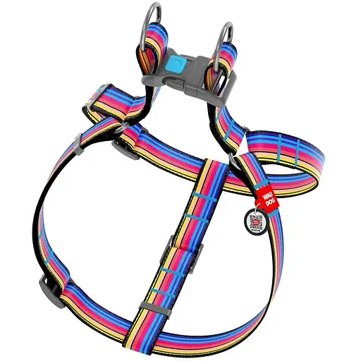 Шлея для собак Waudog Nylon з QR паспортом малюнок Лінія 1 пластиковий фастекс, Ш 20 мм, Дов 50-80 см - фото 2
