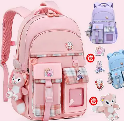 Рюкзак із брелком Зайченя, 30x17x44 см, 1 відділення, 6 кишень, на блискавці, C72832 (В асортименті) - фото 6