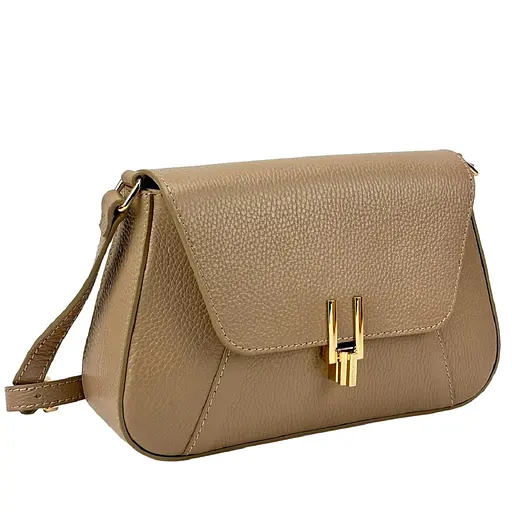 Женское стильное кожаное кроссбоди бежевое Firenze Italy F-IT-6644B