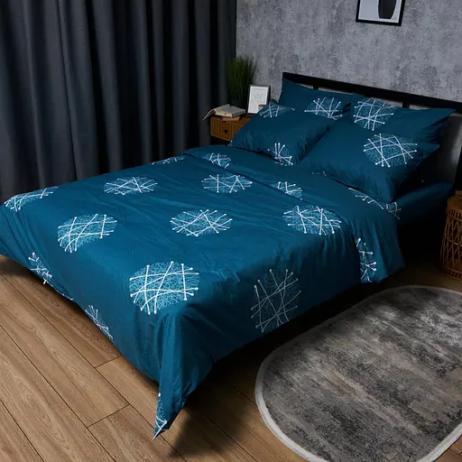 Комплект постільної білизни Moon&Star Satin Elit Crystal Threads King Size 220x240 см наволочки 4х70х70 см - фото 1