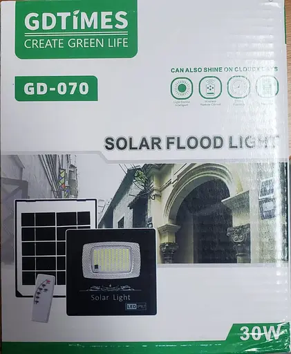 Уличный светодиодный светильник GDTimes GD-070 прожектор с солнечной панелью IP67 Черный - фото 4