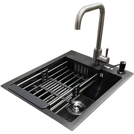 Комплект мийка + змішувач Romzha Arta U-350S BL (B)