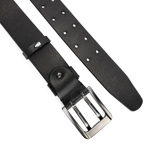 Ремінь чоловічий шкіряний чорний НС-4067 (130 см) з двома язичками - фото 3