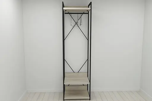 Шафа Гардероб Уні секція 1 серії Конект Ferrum-decor 220x60x50см Чорний метал ДСП Дуб Сонома 32 мм (FRD-104501) - фото 8