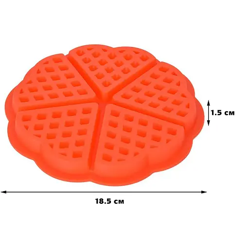 Силиконовая форма для выпечки вафель Сердце, Kitchen Master Оранжевый 86189 - фото 6