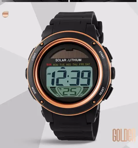 Часы наручные Skmei 1096 с солнечной батареей Gold, 1096GD (17095) - фото 3