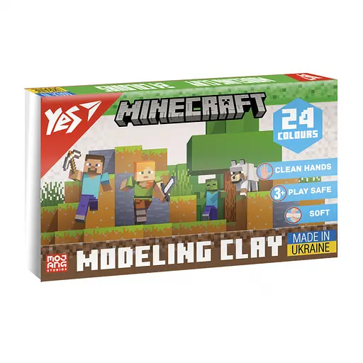 Пластилин Yes Minecraft, 24 цвета, 480 г, 540682