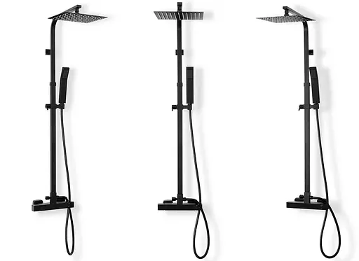 Душова система Rea Milan чорний матовий (регулювання висоти) REA-P7000, Чорний матовий - фото 2