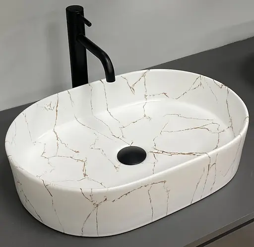 Умивальник VBI Verona 50 gold marmo glossy накладний VBI-011329, Золотий - фото 2