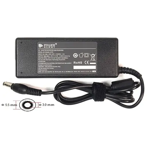Блок живлення для ноутбуків PowerPlant SAMSUNG 220V, 19V 90W 4.74A (5.5*3.0)