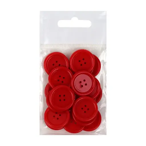 Набір декоративних ґудзиків червоних 22.2х3.72 мм 20 шт. Margo