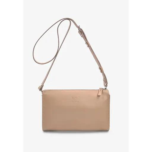 Шкіряний млатч світло-бежевий - фото 1