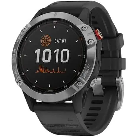 Смарт-часы Garmin Fenix 6 Solar Silver with black band (010-02410-00)