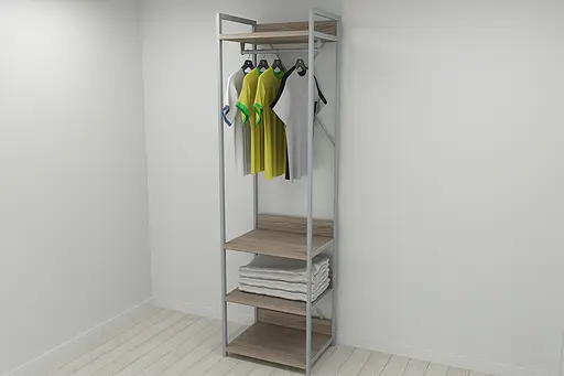 Шкаф Гардероб Уни секция 3 серии Конект Ferrum-decor 220x60x50см Серый металл ДСП Дуб Сонома Трюфель 32 мм (FRD-104530)