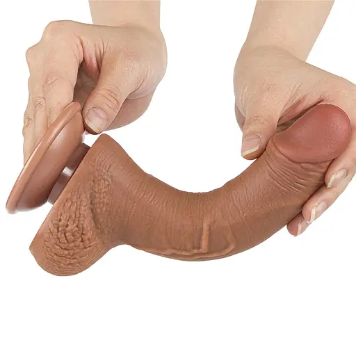 Фалоімітатор Sliding-Skin Dual Layer Dong 7.5'' 19.5 см коричневий - фото 5