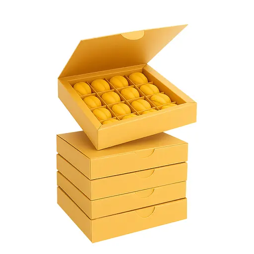 Набор из 5 коробок крафт для 16 конфет, орешков, макаронс, зефира и тарталеток с ячейками 185×185×35 мм подарочная упаковка, Vals Крафт 87907 - фото 6