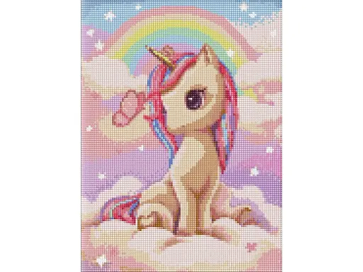 Алмазна мозаїка з AB стразами Ideyka Допитлива одноріжка (30х40 см) - фото 1