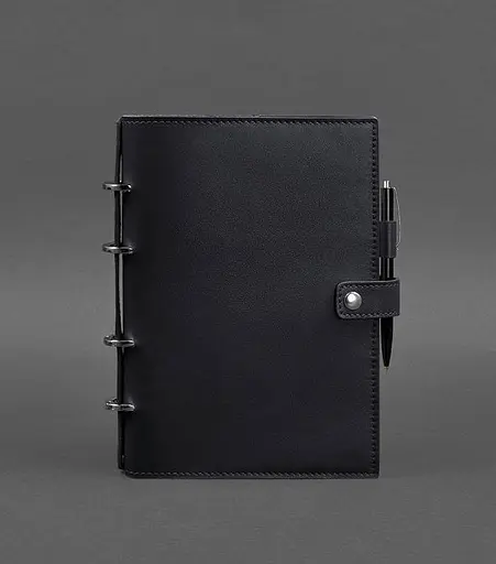 Шкіряний блокнот з датованим блоком (Софт-бук) 9.1 темно-синій - фото 1