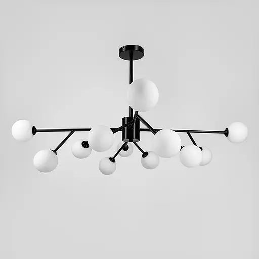 Потолочная люстра в черном корпусе на 12 белых плафонах Ø 100 см | Ст. AOC 19/12 BK G9 Line F - фото 1