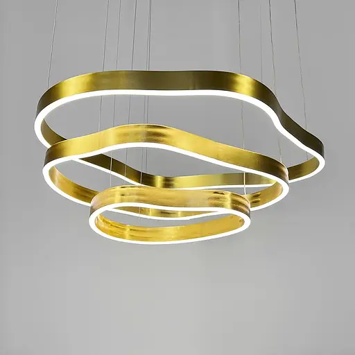 Необычная и эффектная золотая люстра на 3 яруса 80+64+43 см | Ст. PCL006-800*600*400 PGD Line F - фото 3