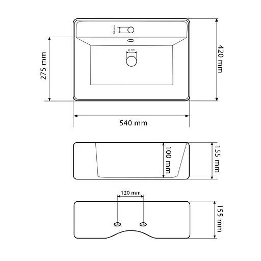 Умивальник VBI Teramo M white накладний підвісний VBI-014702, Білий - фото 2