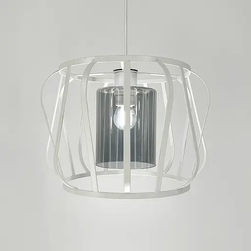 Підвісний світильник із графітовим плафоном у білому корпусі 32×23 см | Арт. 12682/1 WT+GR | Line F - фото 3