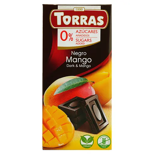 Шоколад чорний Torras з манго без цукру 75 г
