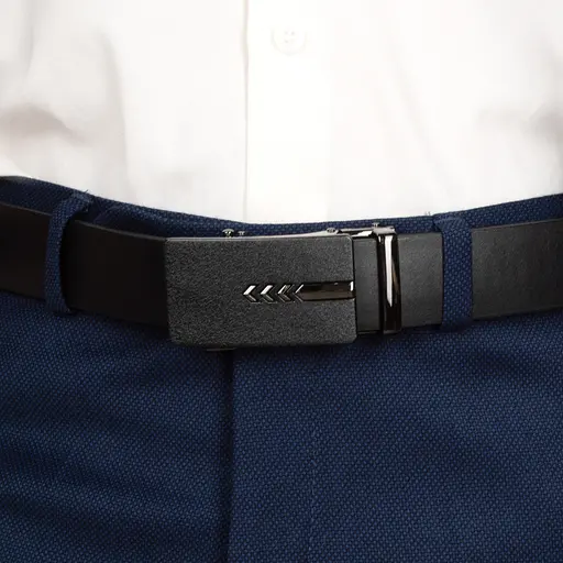 Ремень батальный кожаный мужской черный на автомате SF-3417 XXL (145 см) - фото 6